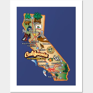 Vintage California State Map Posters and Art